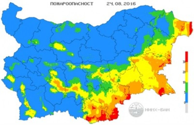 В Кърджали е обявен червен индекс за опасност от пожари  