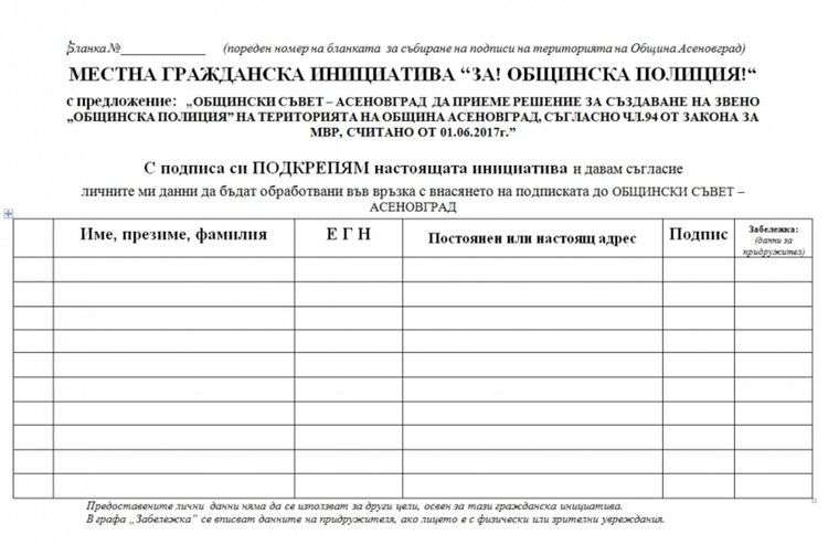 Тръгна подписката за създаването на Общинска полиция