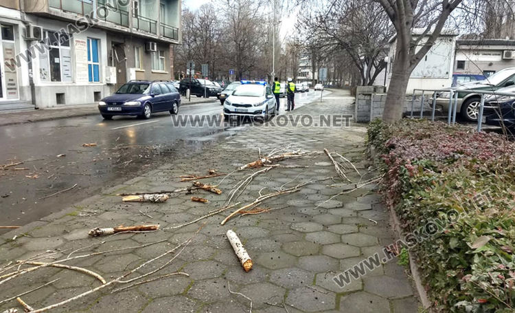 Гръмотевици и градушка насред зима в Хасково