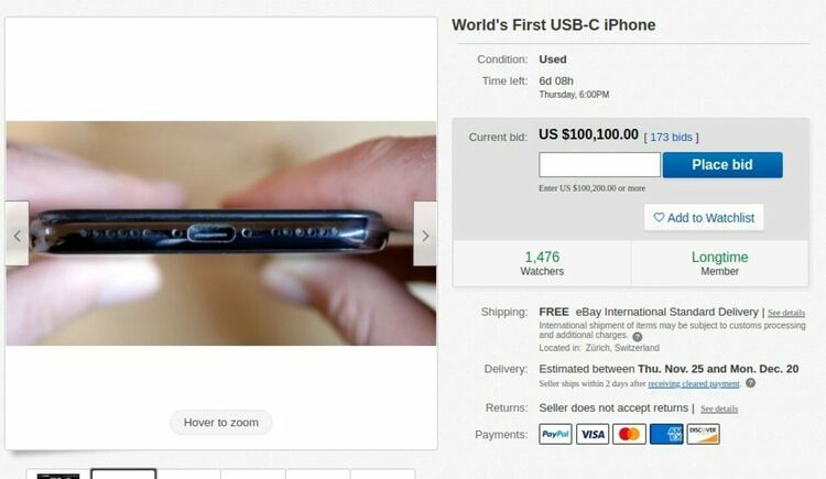Модифицираният iPhone X с USB Type-C порт вече струва над $100 хиляди